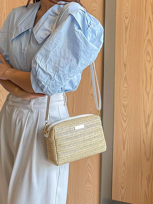 Casual Mini Woven Square Bag For Commuting, Can Be Worn Over Shoulder Or Cross Body (Hand-Woven, Slight Differences From Picture May Occur)