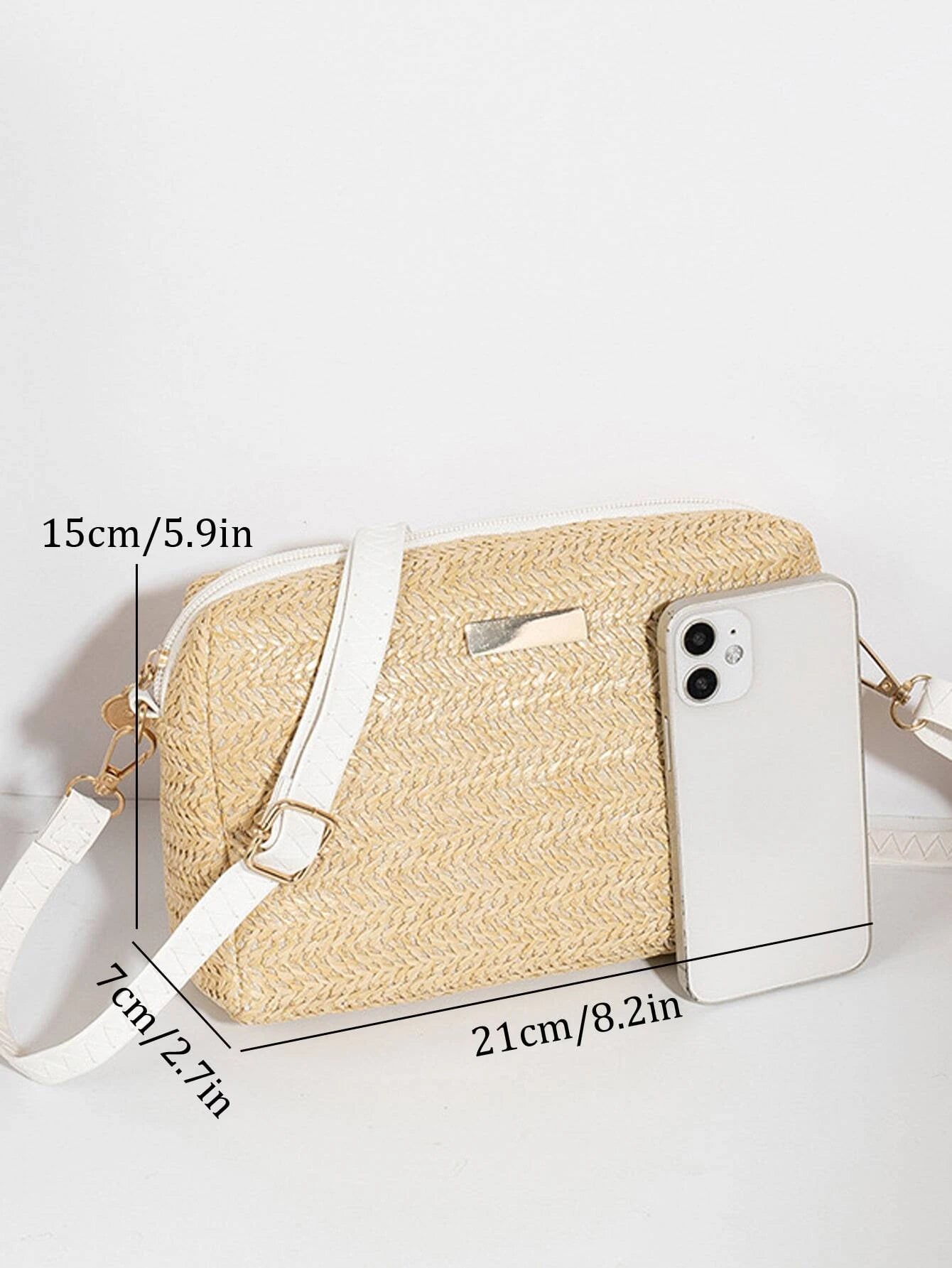 Casual Mini Woven Square Bag For Commuting, Can Be Worn Over Shoulder Or Cross Body (Hand-Woven, Slight Differences From Picture May Occur)